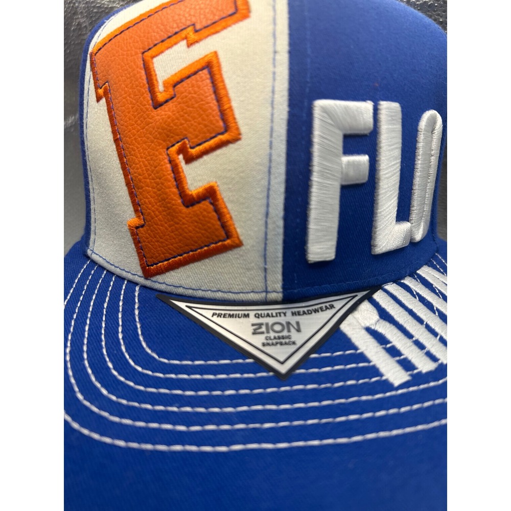 Zionโ Classic Snapback Hat Florida Blue Orange White Cotton Adjustable Cap Mens